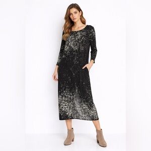 Bryn Walker Black Star Print Midi Dress jersey small